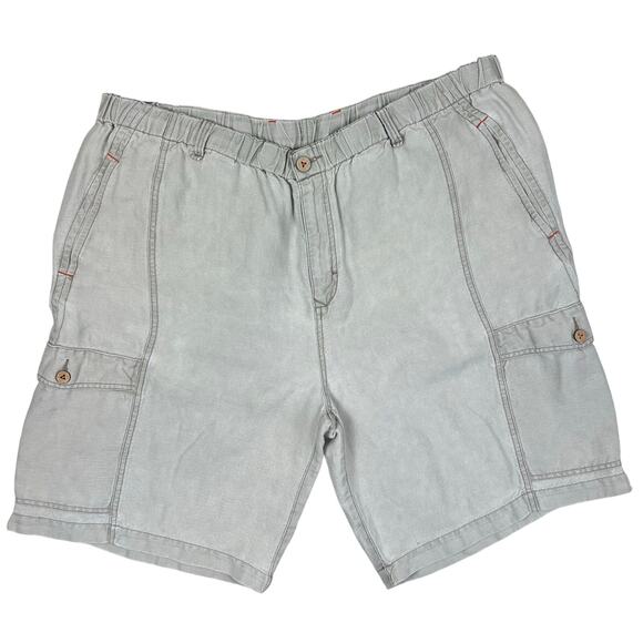 Tommy Bahama Linen shorts men’s XXL cargo elastic waste w/ a drawstring, pockets - Picture 1 of 9